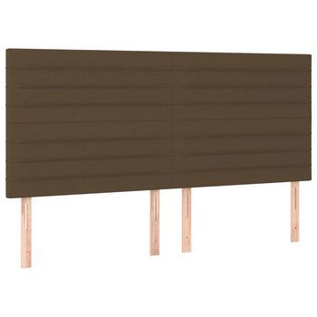Pack 4 Uds Cabeceros Cama | Panel De Cabeceras De Tela Marrón Oscuro 80x5x78/88 Cm