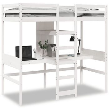 Cama Individual | Cama De Adulto | Cama Alta Sin Colchón Madera Maciza De Pino Blanco 75x190 Cm