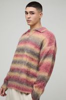 polo oversize de rugby de punto cardado con raya rojo