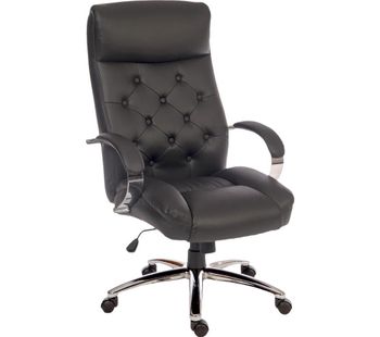 Hendon Faux Leather Tilting Executive Chair - Black & Silver, Black