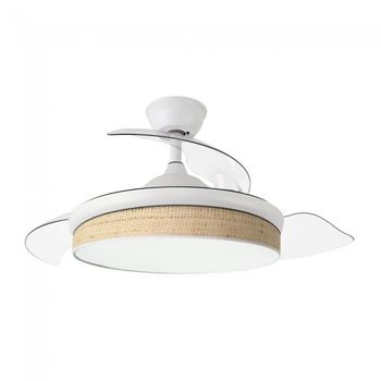 Ventilador led aspas plegables moda mini cañizo claro (72w)