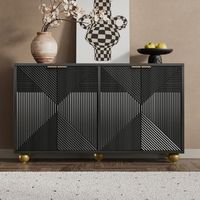 aparador con cuatro puertas - mueble de salon - mdf - negro 120x35x715cm