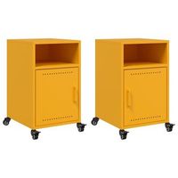 pack 2 uds mesitas de noche  mesilla de noche acero amarillo mostaza 36x39x59 cm