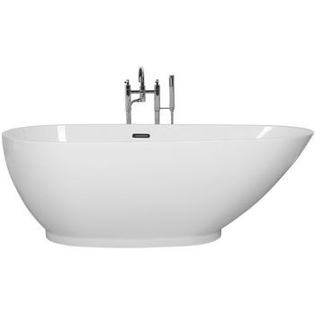 Bañera Independiente De Acrílico Sanitario Blanco Brillante Individual 173 X 82 Cm Diseño Moderno Ovalado Guiana