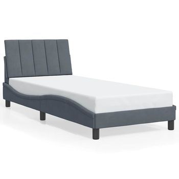 Estructura De Cama Sin Colchón Hanko Terciopelo Gris Oscuro 80x200 Cm Vidaxl