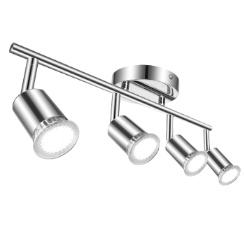 Aigostar Lámpara de Techo LED Focos, Plafón con Focos GU10 4 Luces para Ángulo Ajustable y Giratorio para Interior Focos de Techo Orientables para Dormitorio Cocina Níquel Mate (Sin bombillas)