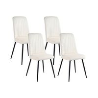 conjunto de 4 sillas de comedor tapizado de terciopelo estilo escandinavo moderno sin reposabrazos patas de hierro negras blanco crema kirby