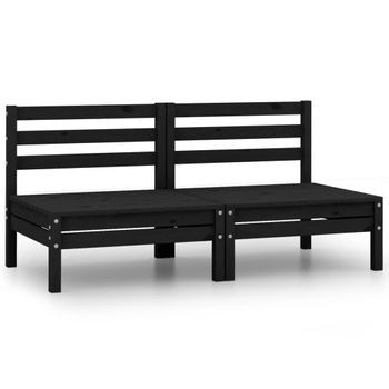 Sofá De Jardín 2 Plazas Madera Maciza De Pino Negro Vidaxl