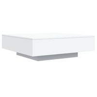 mesa de cafe - mesa de centro madera de ingenieria blanco 100x100x31 cm