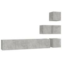 mueble de pared de tv madera contrachapada gris hormigon vidaxl