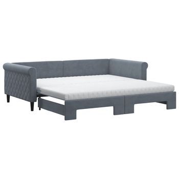 Sofá Cama Nido Con Colchón Terciopelo Gris Oscuro 100x200 Cm Vidaxl