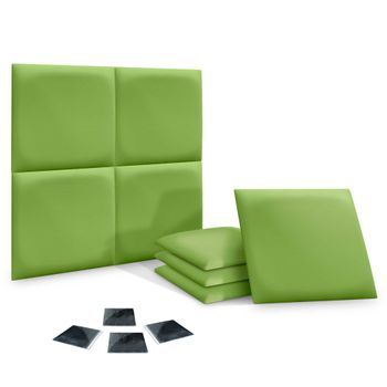 Dhome Juego De 8 Paneles Tapizados De Polipiel Ecológica Pack Autoadhesivos Para Pared Acústicos Absorbentes Protección (verde, 60x60cm, X8)