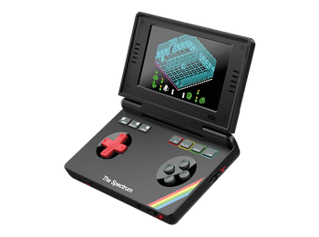 Consola retro portátil - Koch Media The Spectrum Handheld, Pantalla IPS de 800x480 píxeles, 25 títulos míticos, 256 mb DDR RAM, Negro