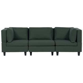 Sofá Modular Moderno 3 Plazas Tapizado Tela Poliéster Respaldo Acolchado Verde Oscuro Unstad