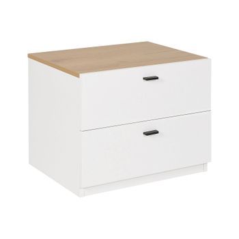Mesita De Noche Blanco Madera Clara Mdf 2 Cajones Almacenamiento Dormitorio Escandinavo Edison