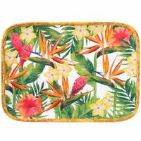 bandeja melamina esquinas redondeadas y estampado flores exoticas 45cm
