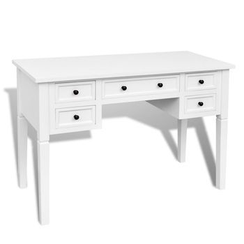 Escritorio | Mesa De Trabajo Con 5 Cajones Blanco