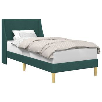 Estructura De Cama Liso Verde Oscuro 100 X 200 Cm Tela Vidaxl
