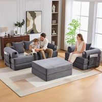 sofa modular de 4 plazas de pana estructura metalica y puf gris 200 x 190 x 67 cm