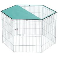 pawhut parque para perros corral 6 paneles con techo modular y plegable corral portatil 76h cm con puerta plata verde