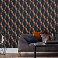 papel pintado lineas geometricas azul oro 1005x52cm