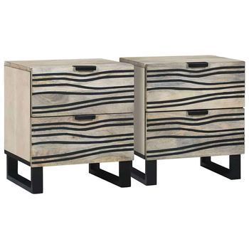 Mesa De Noche 2 Pcs Blanco 40 X 33 X 46 Cm Madera De Ingeniería Vidaxl