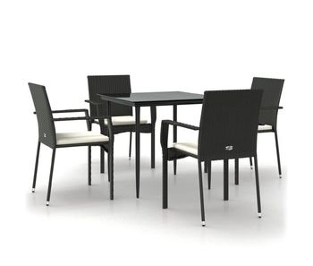 Set de muebles jardín 5 pzas con cojines ratán sintético negro vidaxl