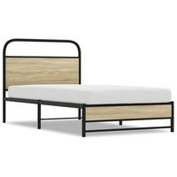 estructura de cama sin colchon 100x200 cm madera roble sonoma vidaxl
