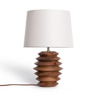 lampara de mesa madera vihaan iluzzia blanco