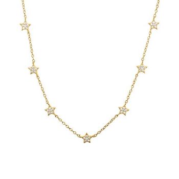 Cadena estrellas plata 925 bañado en oro con circonitas