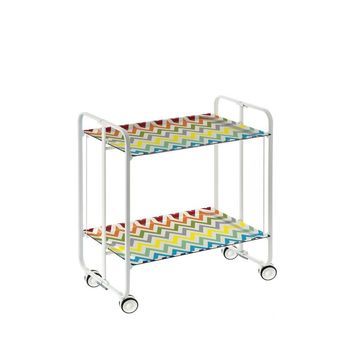 Carrito Auxiliar Plegable Bauhaus Con Ruedas - Armazón Metálico Blanco, 2 Niveles Y 4 Posiciones Ajustables,,82