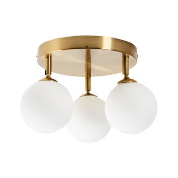 Lámpara De Techo Moderna De Vidrio De 3 Luces Placa De Metal Redonda Colgante De Latón Blanco Mavilla