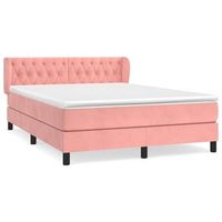 cama tapizada 203x147x88 cm terciopelo - rosa