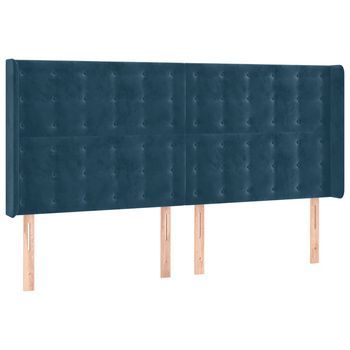 Cabecero Con Orejas De Terciopelo Azul Oscuro 203x16x118/128 Cm Vidaxl