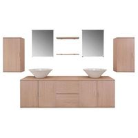 conjunto de muebles de bano y lavabo 9 piezas beige vidaxl