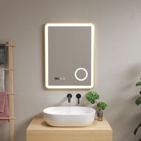 espejo de pared con led pescara para bano ip65 con antivaho y lupa aluminio 80 x 60 x 4 cm - dorado protec