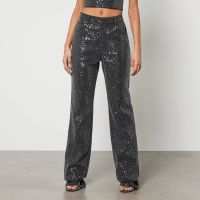 rotate birger christensen sequinned denim straight-leg jeans - w30