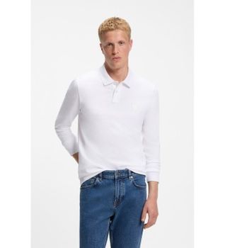 BOSS para hombre. 50507704 Polo slim fit en piqué blanco (XL), Casual, Algodón, Clásico, Manga larga