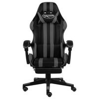 silla gaming con reposapies cuero sintetico negro y gris