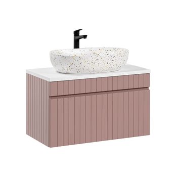 Mueble lavabo individual 80cm y blanco tableros mdf y laminados rosado