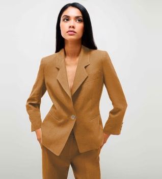Marella para mujer. 2513041062200 Blazer Biella marrón (44), Casual, Lino