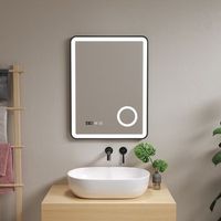 espejo de pared con led pescara para bano ip65 con antivaho y lupa aluminio 70 x 50 x 4 cm - negro protec