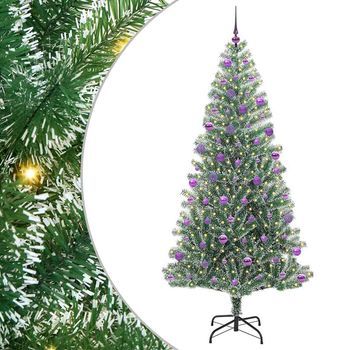 Árbol De Navidad | Decoraciones De Navidad Artificial Nevado Con Luz Led Verde Y 210 Cm