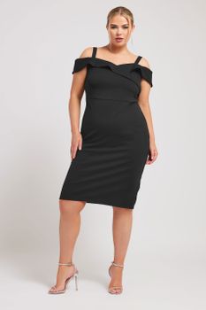 Yours London Vestido Negro Bardot, Mujer Curvy Y Tallas Grandes, Yours London