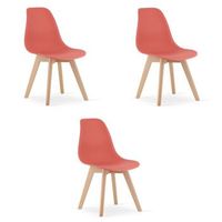 set de 3 silla de comedor polipropileno valora kito asiento ergonomico bermellon