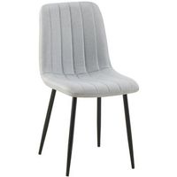 silla de comedor x1 costura decorativa vertical asiento de tela gris patas de metal negro 100002208
