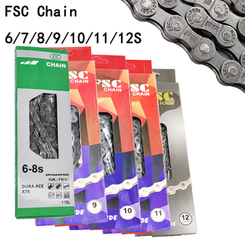 FSC 6/7/8/9/10/11/12 velocidad velocidad bicicleta cadena 116/126 eslabones ultraligero MTB bicicleta de montaña y carretera 6S 7S 8S 9S 10S 11S 12S
