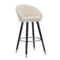 silla de bar redonda de tela beige con respaldo cm 55x56x104