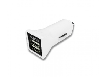CARGADOR COCHE APPROX 2 USB 3.1A APPUSBCAR31W BLANCO