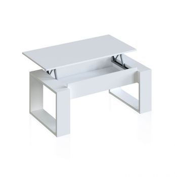 Mesa de centro elevable con almacenaje oculto 105x45-54 cm blanco